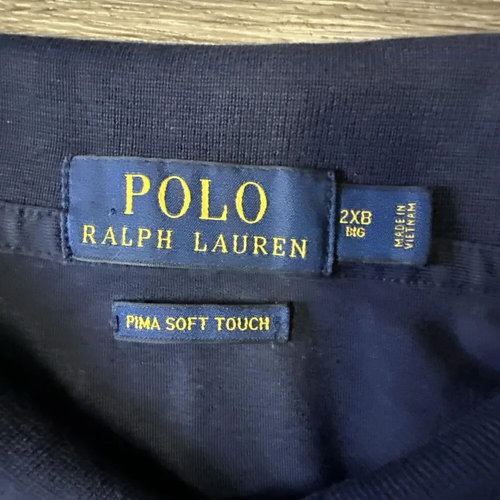 Polo Ralph Lauren Short Sleeve Polo Shirt Men’s 2XB Blue White Pony Logo Classic